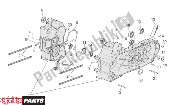 All parts for the Crankcase of the Aprilia Scarabeo 681 500 2003 - 2006