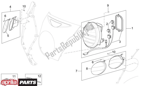 All parts for the Headlight of the Aprilia Scarabeo 681 500 2003 - 2006