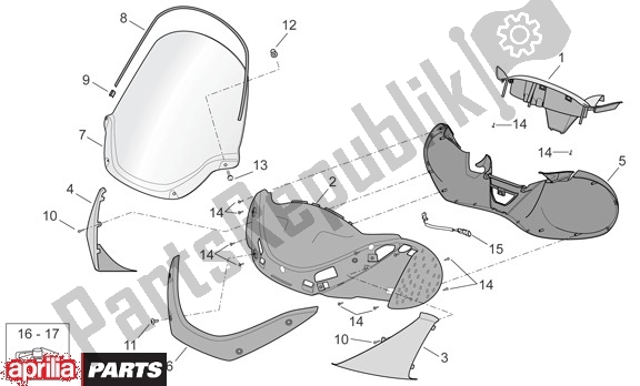 All parts for the Stuurafdekking of the Aprilia Scarabeo 681 500 2003 - 2006