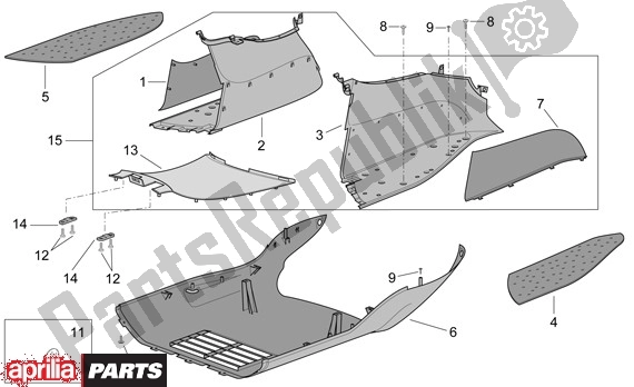 Alle onderdelen voor de Voetruimteafdekking van de Aprilia Scarabeo 681 500 2003 - 2006