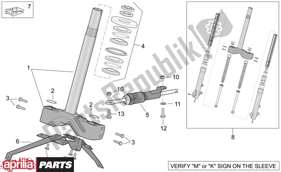 Tutte le parti per il Voorwielvork del Aprilia Scarabeo 681 500 2003 - 2006