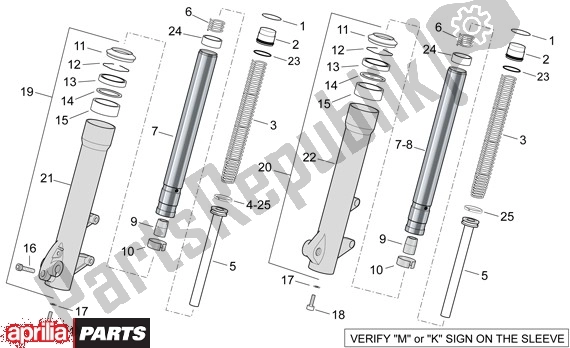 Todas as partes de Vork Componenten do Aprilia Scarabeo 681 500 2003 - 2006