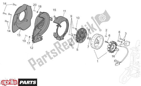 All parts for the Flywheel of the Aprilia Scarabeo Ditech 560 50 2001 - 2004
