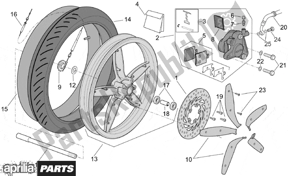 Alle Teile für das Front Wheel des Aprilia Scarabeo Ditech 560 50 2001 - 2004