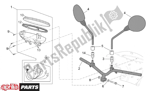 All parts for the Handlebar Dashboard of the Aprilia Scarabeo Ditech 560 50 2001 - 2004