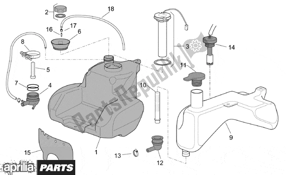 All parts for the Oil And Fuel Tank of the Aprilia Scarabeo Ditech 560 50 2001 - 2004