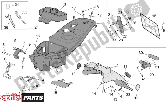 Alle Teile für das Rear Body Ii des Aprilia Scarabeo Ditech 560 50 2001 - 2004