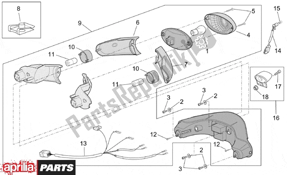 Tutte le parti per il Rear Lights del Aprilia Scarabeo Ditech 560 50 2001 - 2004