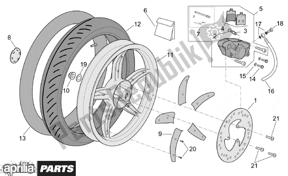 All parts for the Rear Wheel Disc Brake of the Aprilia Scarabeo Ditech 560 50 2001 - 2004