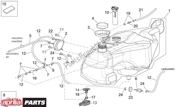 Alle Teile für das Kraftstofftanksitz des Aprilia Scarabeo EU3 34 125 2006 - 2007