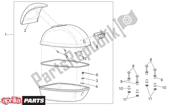 All parts for the Koffer of the Aprilia Scarabeo EU3 34 125 2006 - 2007