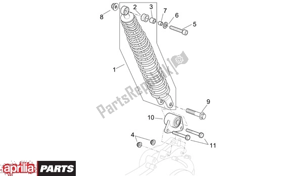 All parts for the Rear Shock Absorber of the Aprilia Scarabeo EU3 34 125 2006 - 2007