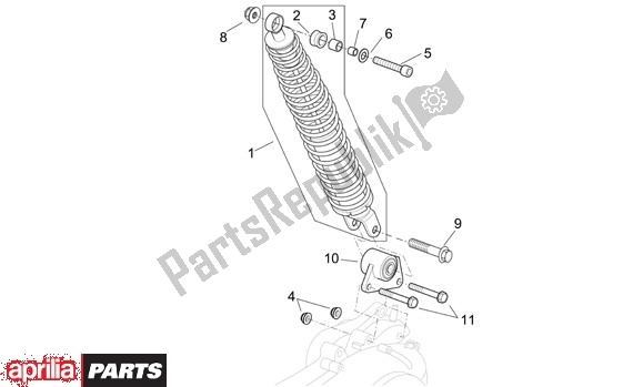 All parts for the Rear Shock Absorber of the Aprilia Scarabeo EU3 34 125 2006 - 2007