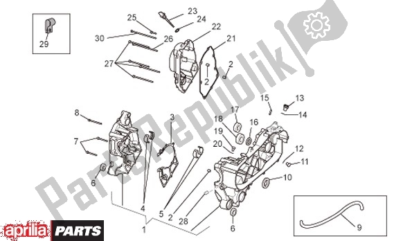 All parts for the Crankcase of the Aprilia Scarabeo IE 125 / 200 81 2011