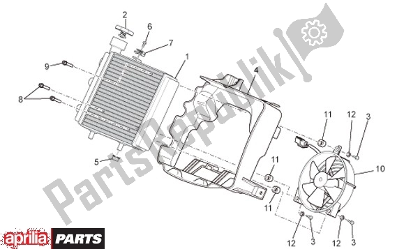 Alle onderdelen voor de Radiator van de Aprilia Scarabeo IE 125 / 200 81 2011
