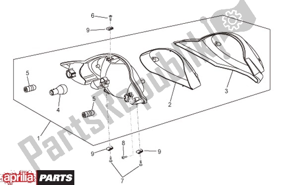 Wszystkie części do ? Wiat? A Tylne Aprilia Scarabeo IE Light 54 125 2009 - 2010