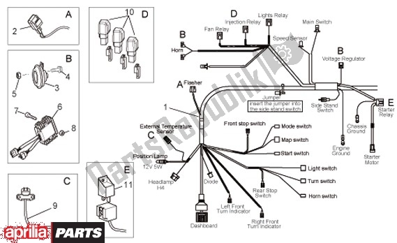 Alle Teile für das Elektrische Installatie I des Aprilia Scarabeo IE Light 54 125 2009 - 2010