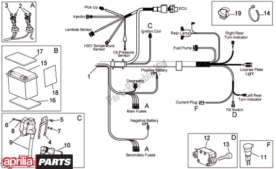 All parts for the Elektrische Installatie Ii of the Aprilia Scarabeo IE Light 54 125 2009 - 2010