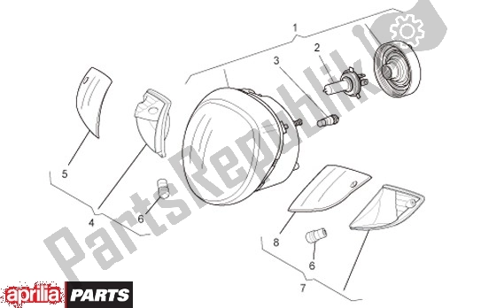 All parts for the Headlight of the Aprilia Scarabeo IE Light 54 125 2009 - 2010
