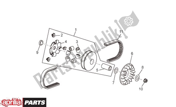 Alle onderdelen voor de Primaire Poelie van de Aprilia Scarabeo IE Light 54 125 2009 - 2010