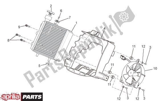 All parts for the Radiator of the Aprilia Scarabeo IE Light 54 125 2009 - 2010