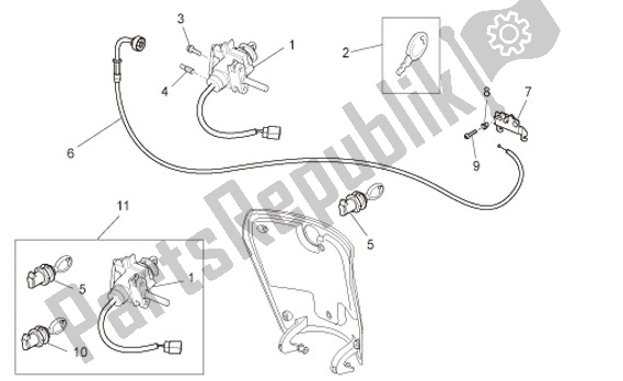 All parts for the Slotset of the Aprilia Scarabeo IE Light 54 125 2009 - 2010