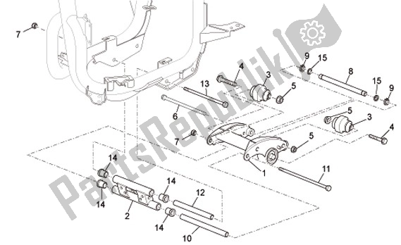 Tutte le parti per il Swingarm del Aprilia Scarabeo IE Light 54 125 2009 - 2010