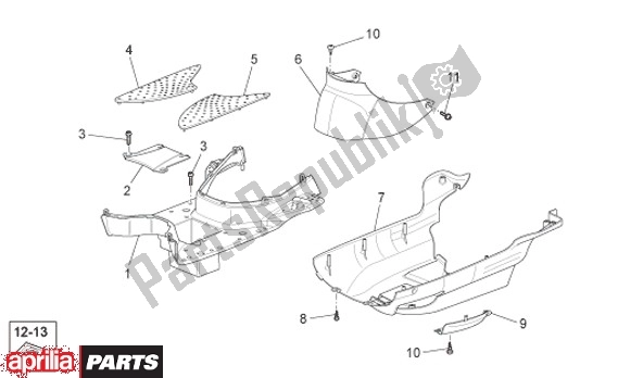 All parts for the Voetruimteafdekking of the Aprilia Scarabeo IE Light 54 125 2009 - 2010