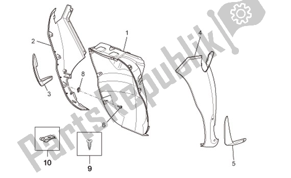 Toutes les pièces pour le Voorscherm du Aprilia Scarabeo IE Light 54 125 2009 - 2010