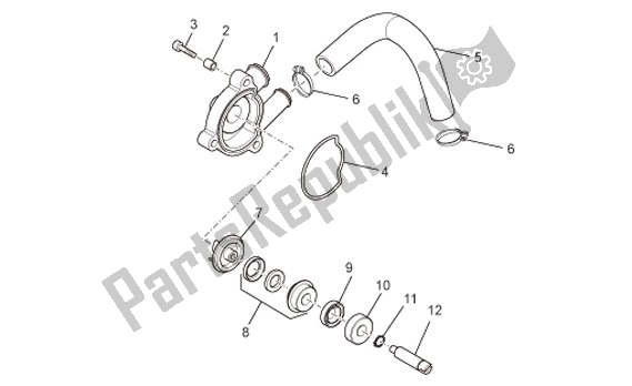 All parts for the Waterpomprondsel of the Aprilia Scarabeo IE Light 54 125 2009 - 2010