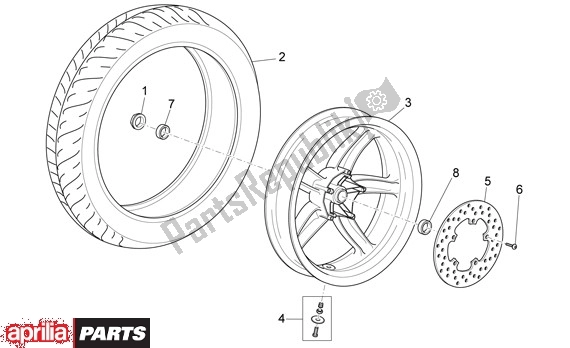 All parts for the Rear Wheel of the Aprilia Scarabeo Light 35 125 2007 - 2008