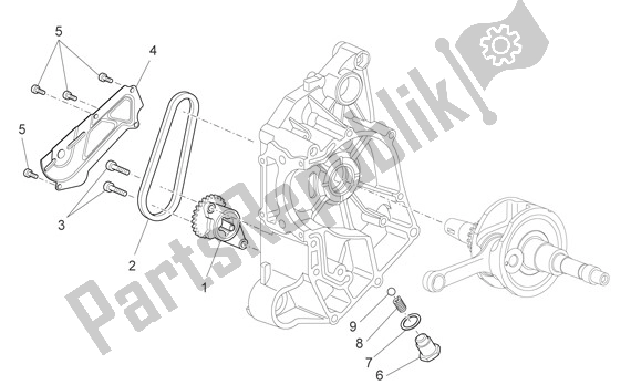 All parts for the Oil Pump of the Aprilia Scarabeo Light 35 125 2007 - 2008