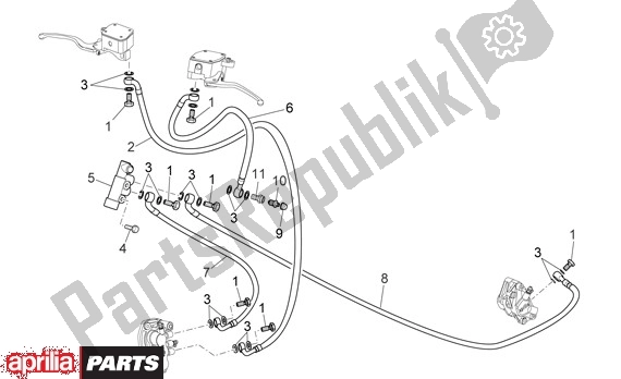 All parts for the Brake System of the Aprilia Scarabeo Light 35 125 2007 - 2008