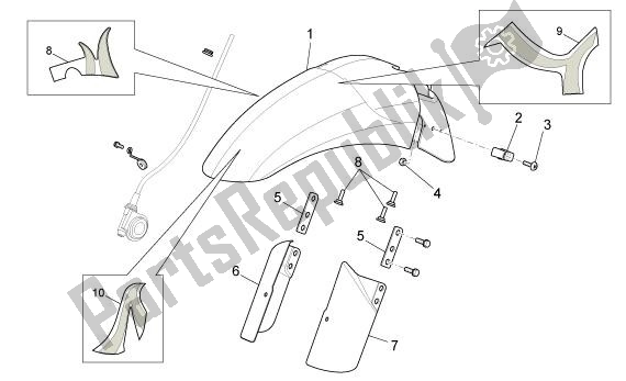 All parts for the Fender of the Aprilia Scarabeo Light 35 125 2007 - 2008