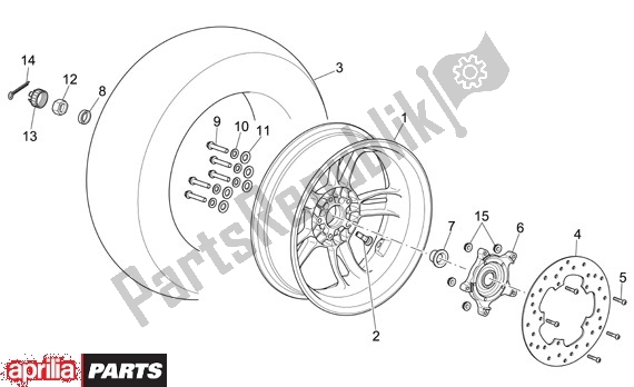 Alle onderdelen voor de Achterwiel van de Aprilia Scarabeo Light 33 250 2006 - 2008