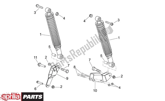 All parts for the Rear Suspension Linkage of the Aprilia Scarabeo Light 33 250 2006 - 2008