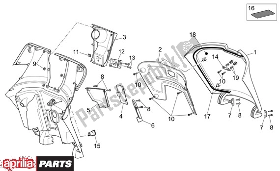 Wszystkie części do Bagagevakklap Aprilia Scarabeo Light 33 250 2006 - 2008