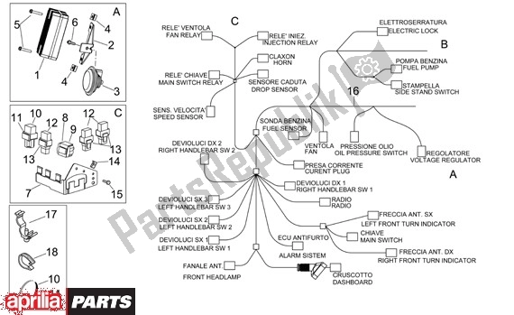 Alle Teile für das Elektrische Installatie I des Aprilia Scarabeo Light 33 250 2006 - 2008