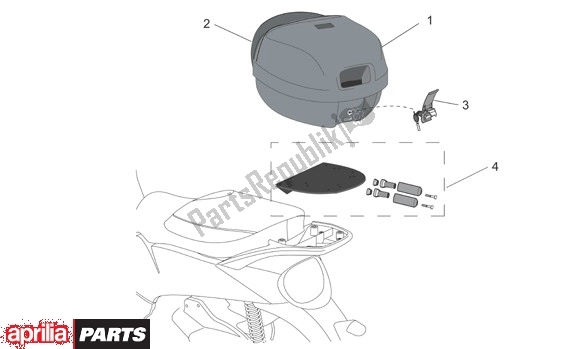 Alle onderdelen voor de Koffer van de Aprilia Scarabeo Light 33 250 2006 - 2008