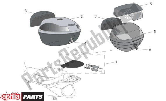 All parts for the Koffer of the Aprilia Scarabeo Light 33 250 2006 - 2008