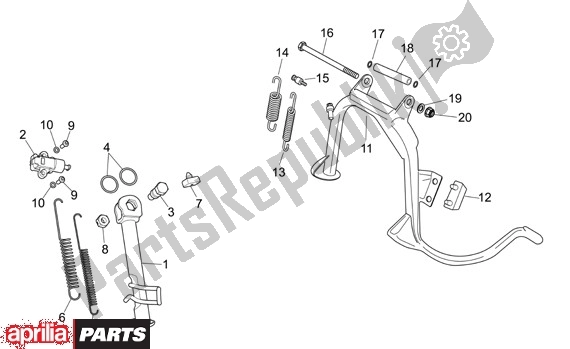 Tutte le parti per il Cavalletto Centrale del Aprilia Scarabeo Light 33 250 2006 - 2008