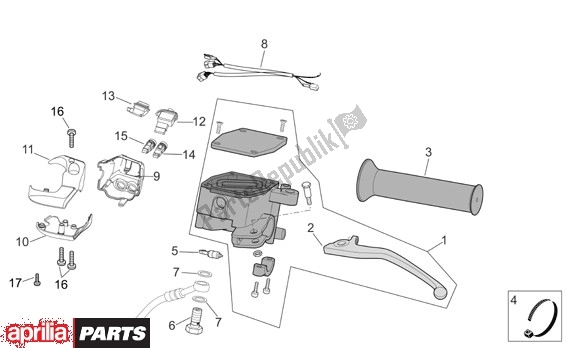 Alle onderdelen voor de Schakelingen Links van de Aprilia Scarabeo Light 33 250 2006 - 2008