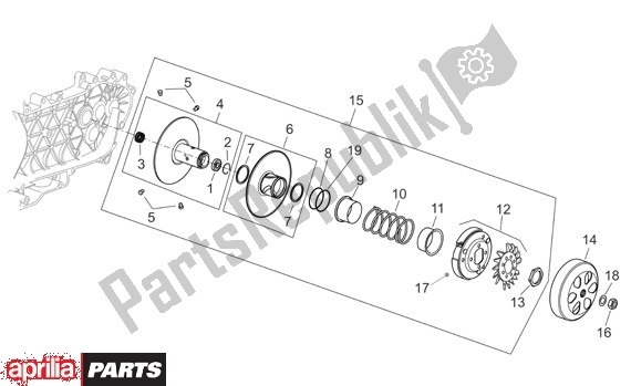 Alle onderdelen voor de Secundaire Poelie van de Aprilia Scarabeo Light 33 250 2006 - 2008