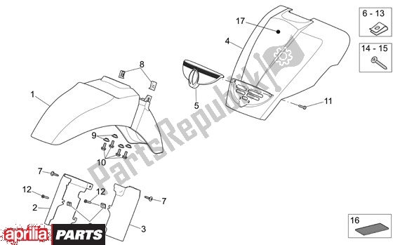 All parts for the Fender of the Aprilia Scarabeo Light 33 250 2006 - 2008