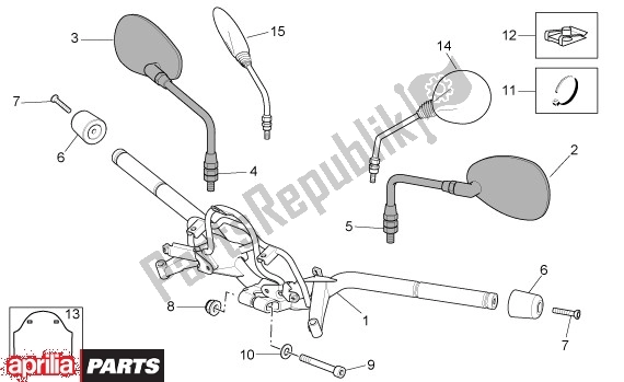 All parts for the Handlebar of the Aprilia Scarabeo Light 33 250 2006 - 2008