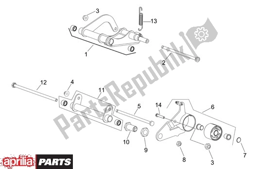 All parts for the Swingarm of the Aprilia Scarabeo Light 33 250 2006 - 2008