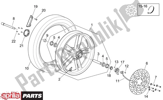 All parts for the Front Wheel of the Aprilia Scarabeo Light 33 250 2006 - 2008