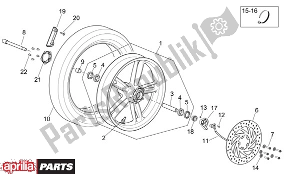 All parts for the Front Wheel of the Aprilia Scarabeo Light 33 250 2006 - 2008