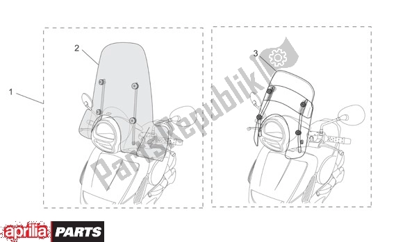 All parts for the Wind Screen of the Aprilia Scarabeo Light 33 250 2006 - 2008