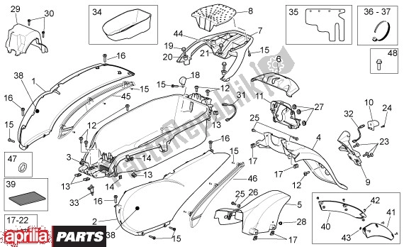 All parts for the Zijbeplating of the Aprilia Scarabeo Light 33 250 2006 - 2008